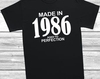 Made in 1986 Aged to Perfection T-Shirt, 40th Birthday Gift, Vintage 1986 Tee