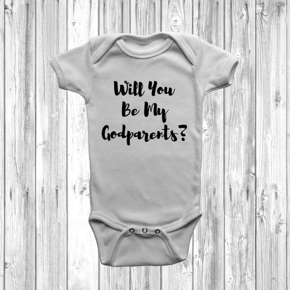 Will You Be My Godparents Christening Boys Girls Baby Babygrow 0-18 Months