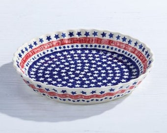 Polish Pottery Stars & Stripes Pie Plate