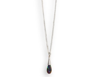 Black Opal Teardrop Pendant Necklace | Made in London