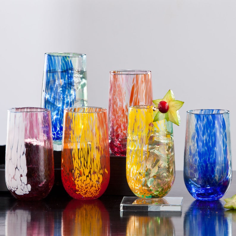 Murano-Style Originale Tall Glasses Set Of 6 Made in Italy image 1