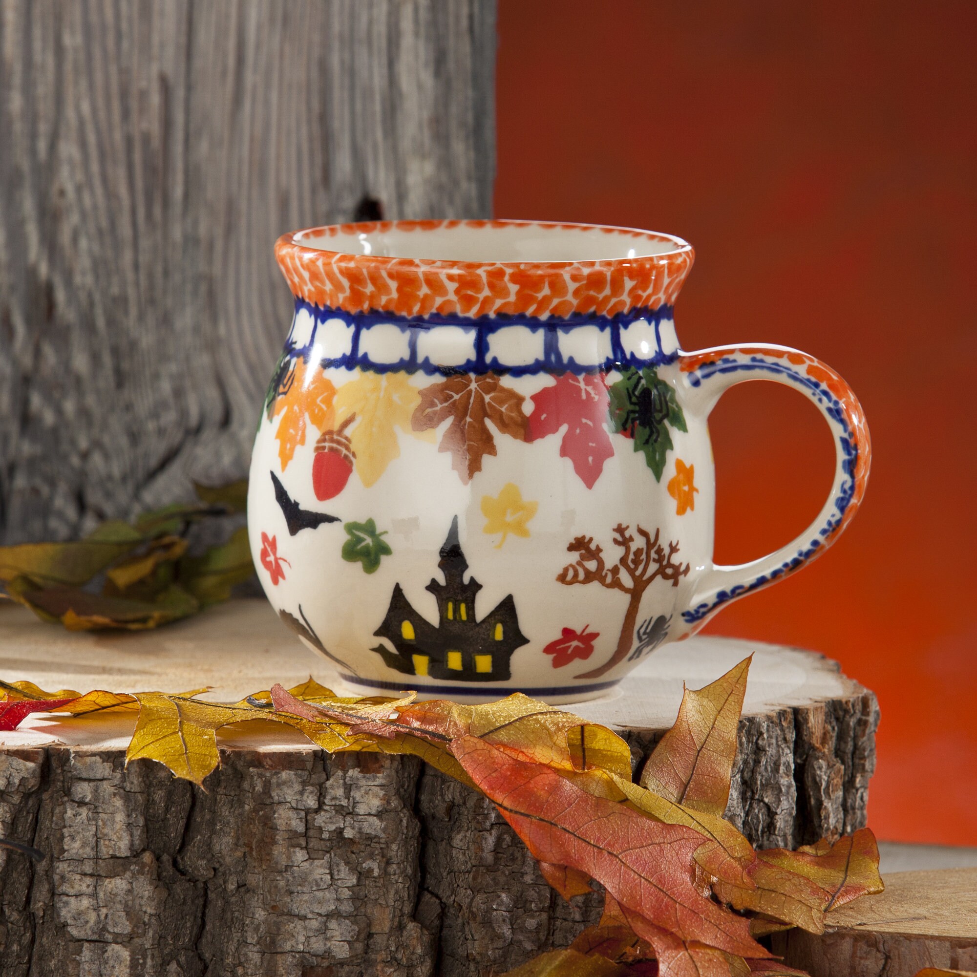 11 Oz. Spooky Halloween Polish Pottery Coffee Mug Ceramic Etsy