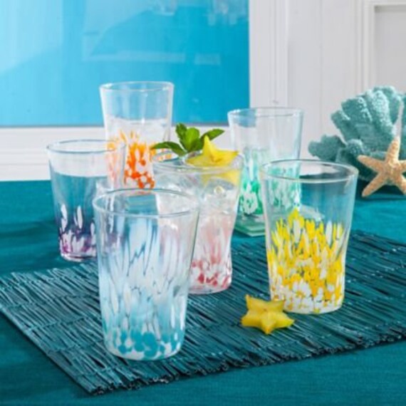 Murano-style Pastello Indented Drinking Glasses Set of 6 