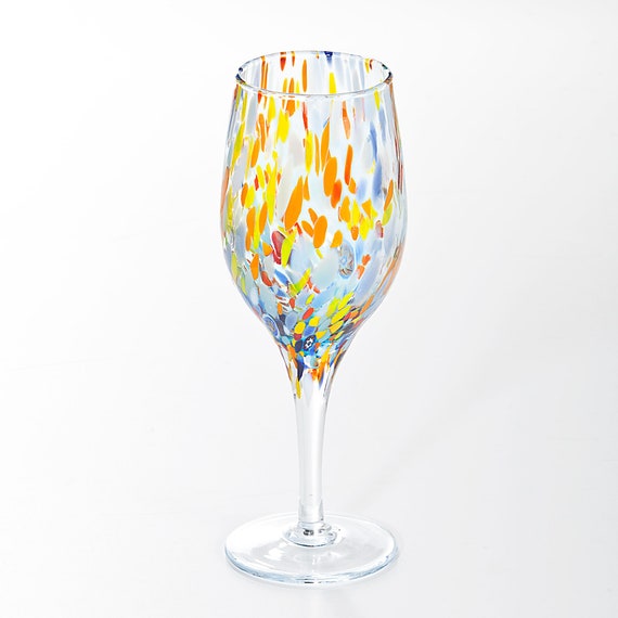 Storied Home 8 oz. Stemmed Multicolor Bubble Wine Glass (Set of 3