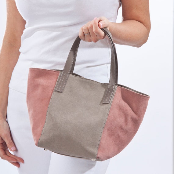 pink suede tote