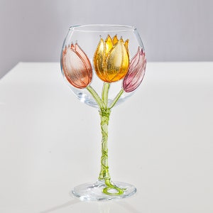 Hand-Gilded Tulips Wine Glass