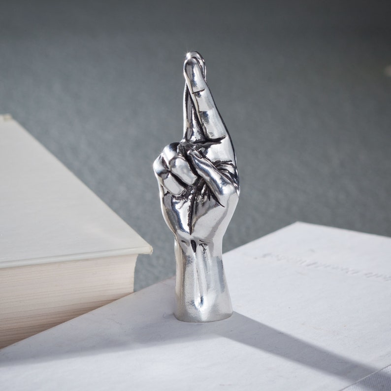 Pewter Good Luck Hand Figurine Office Desk Accessories Etsy