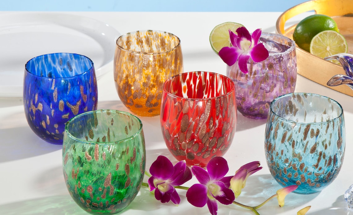 SALE Muranostyle Copper Confetti Drinking Glasses Set of 6 Etsy