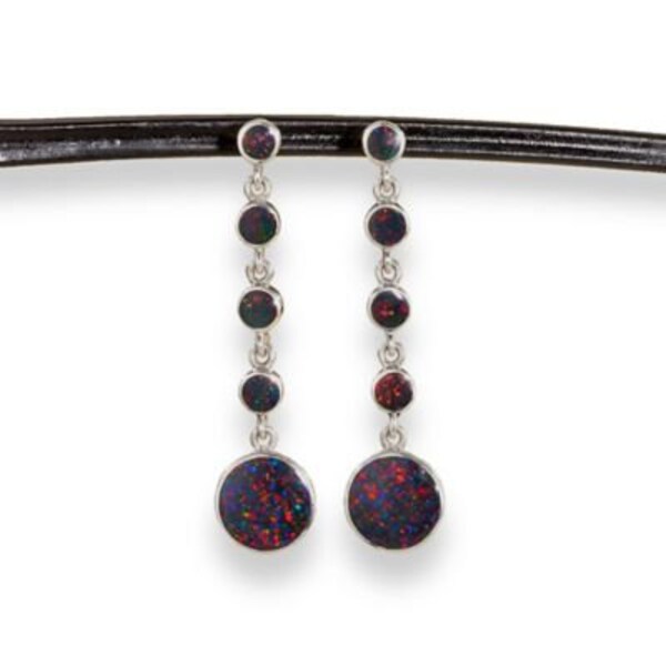 Leon Nussbaum's Black Opal Circle Drop Earrings