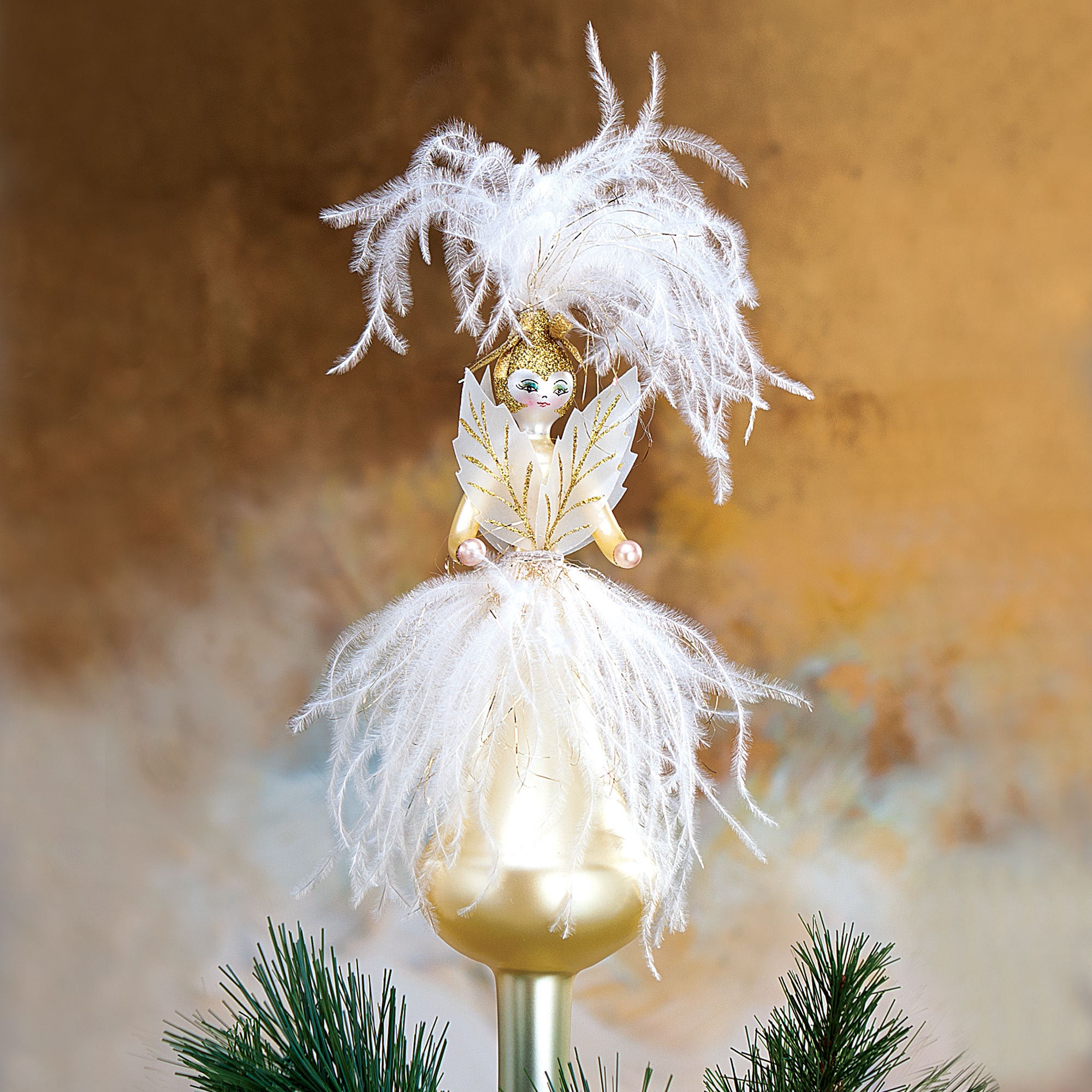 Gold Angel Glass Tree Topper Christmas Tree Topper Made in Etsy