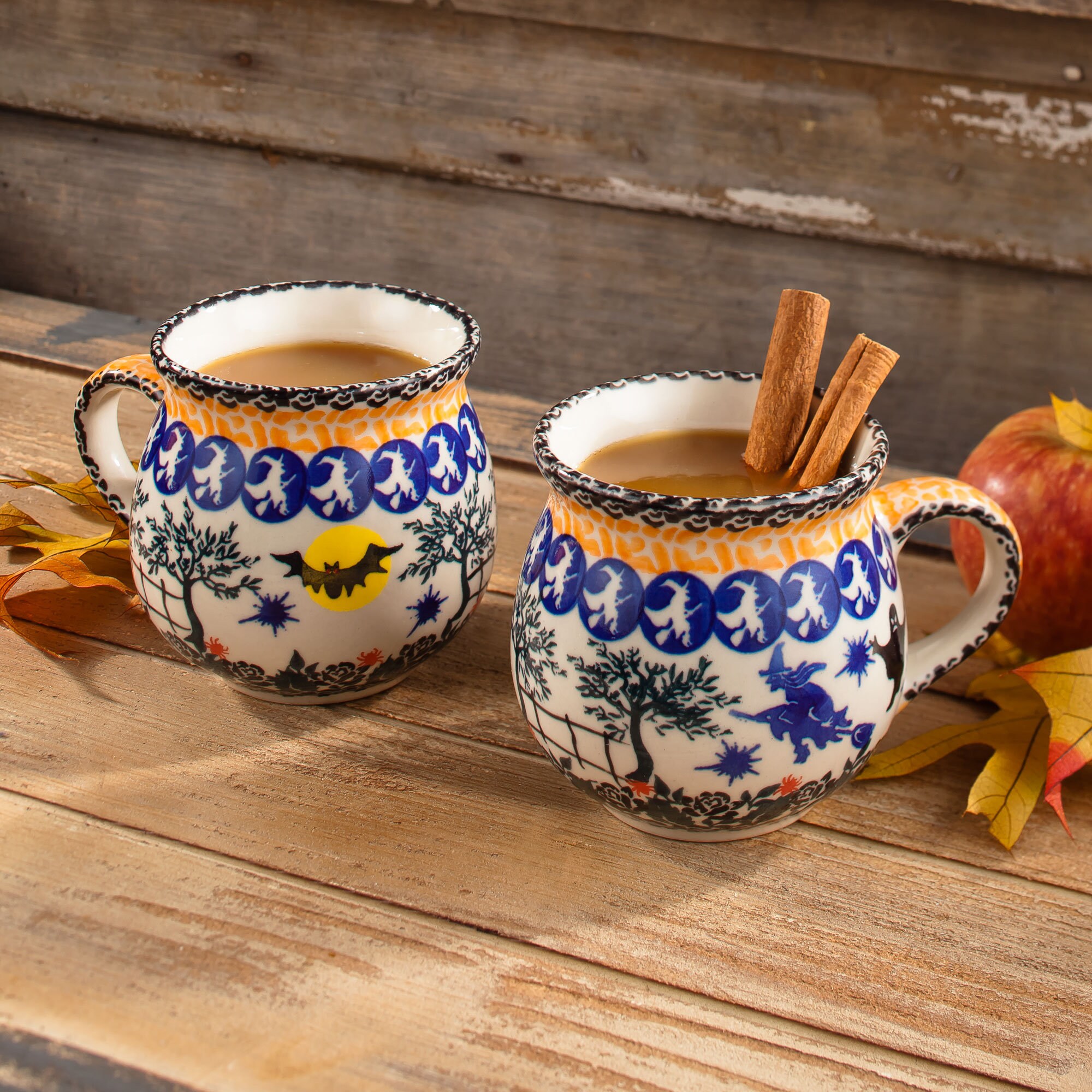 Polish Pottery Mug Halloween Motif Handmade In Poland Etsy