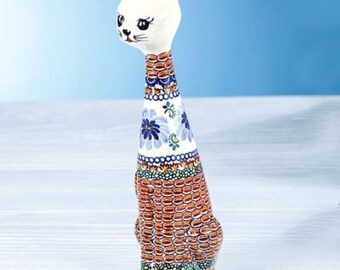 Polish Pottery Oliwia Floral Cat