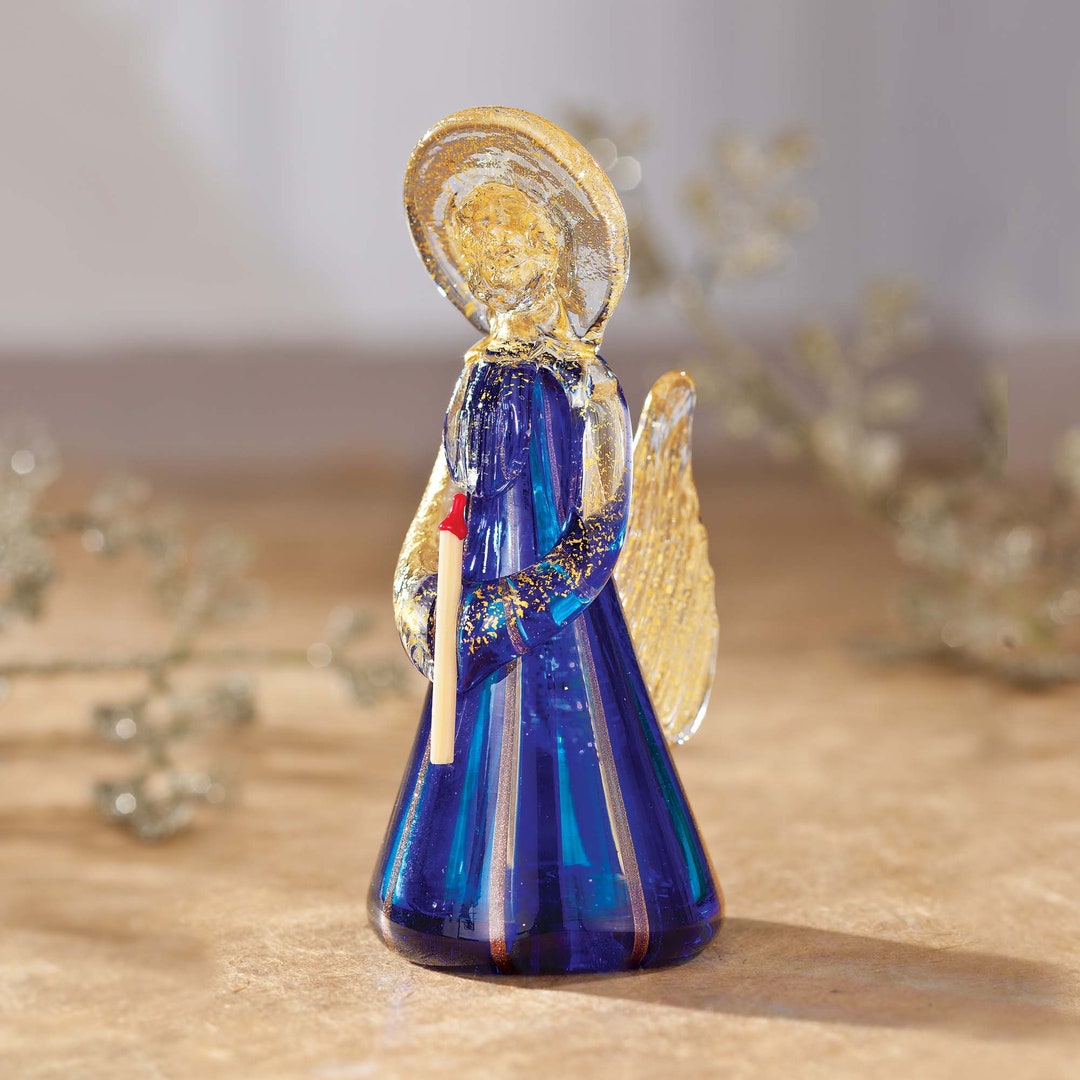 Goldinfused Murano Glass Angel Figurine Guardian Angel Made in Italy