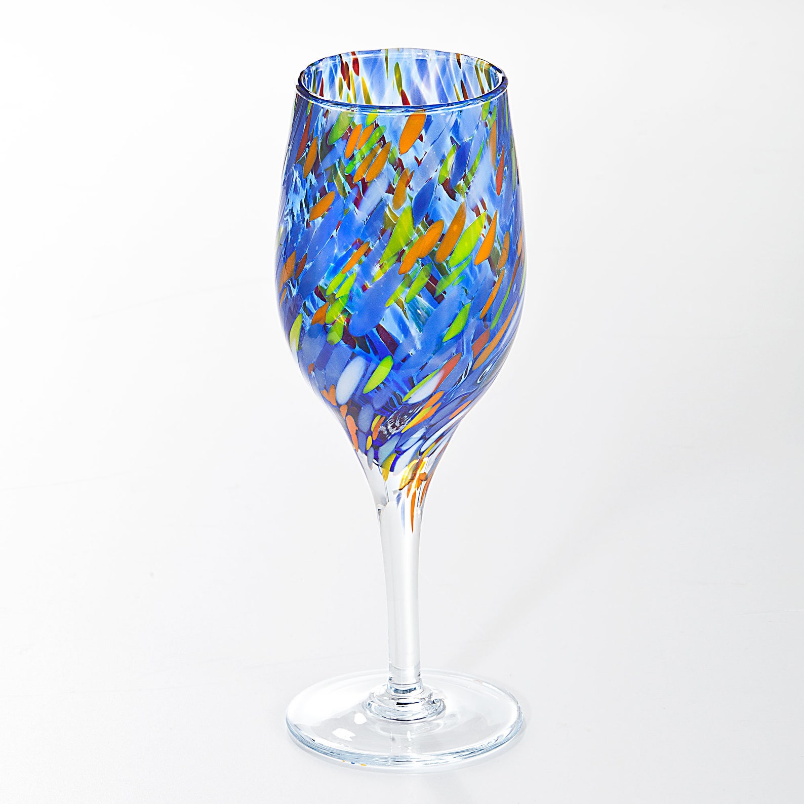 Murano Style Glass Rainbow Confetti Wine Glasses Set of 6 Etsy