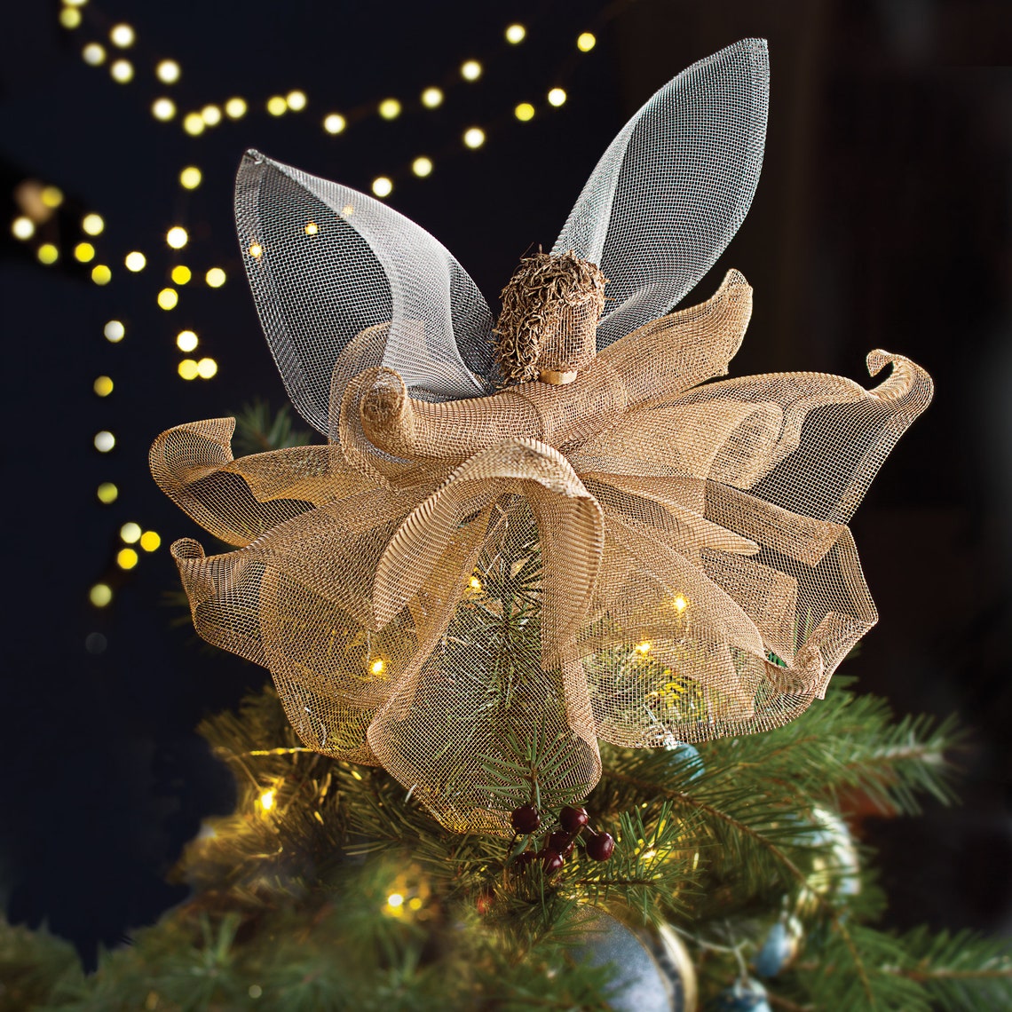 Gold Angel Tree Topper Christmas Tree Topper Angel Tree Etsy