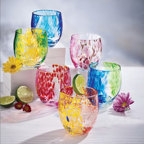 8 Oz. Set of 6 Murano-Style Drinking Glasses | Drinking Glass Sets | Made in Italy