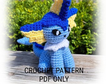 Aquatic Cat Amigurumi Crochet Pattern, PDF File Only, Game Fan Art, Beginner Skill Level, Kawaii Crochet Monster Cat