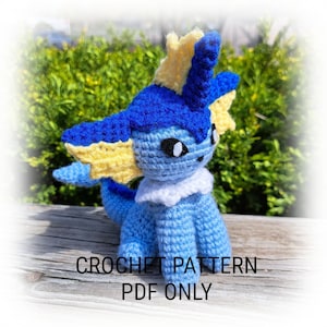 Aquatic Cat Amigurumi Crochet Pattern, PDF File Only, Game Fan Art, Beginner Skill Level, Kawaii Crochet Monster Cat
