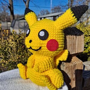 Yellow Mouse Inspired Amigurumi, Handmade Fan Art Plush, Crocheted Electric Mouse Plushie