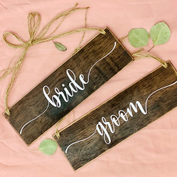 Bride and Groom Sign Chair Sign, Rustic Wedding Sign, Rustic Bride and Groom Sign, Wedding Chair Signs, Rustic Wedding Decor