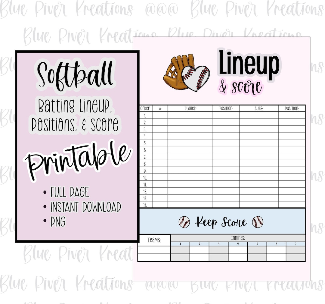 Printable Softball Batting Lineup Positions Score Sheet Batting Order Printable Softball Batting Lineup Positions Score Sheet Batting Order