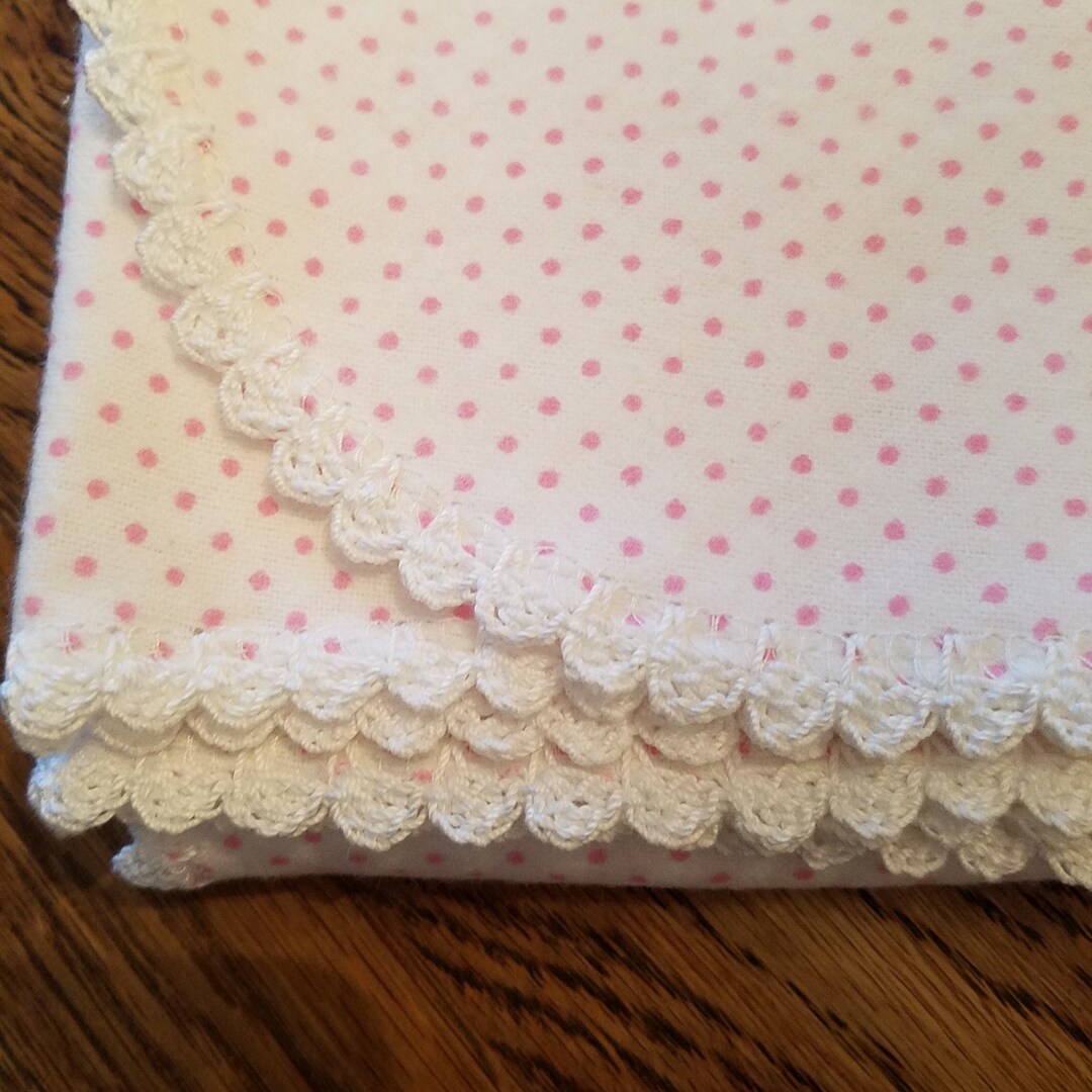 Baby Girl Receiving Blanket Polka Dot Pink and White Etsy
