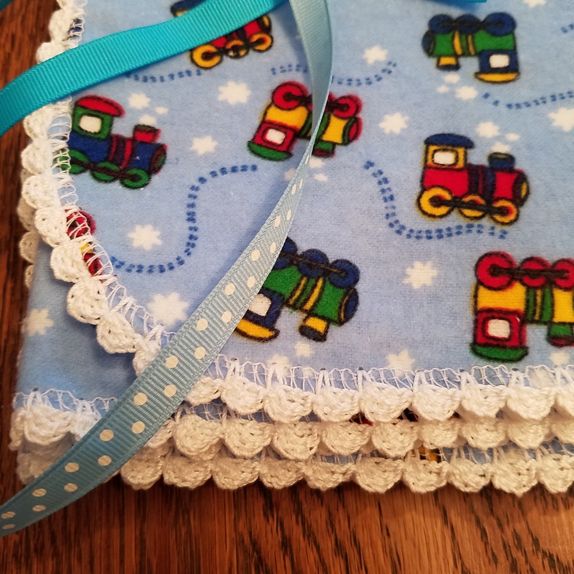 Baby Boy Receiving Blanket Trains Flannel Blue Choo Choo Etsy
