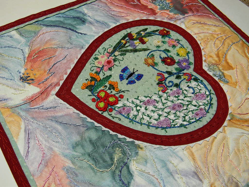 Colorful Heart Embroidered Art, Mini Wall Hanging Quilt, Brazilian ...