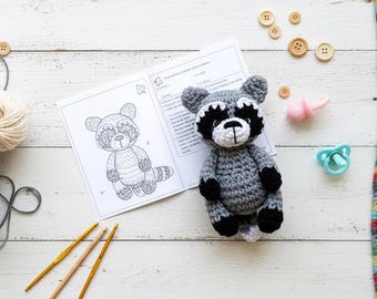 Mini Raccoon Crochet Pattern, Cute Amigurumi Raccoon Toy PDF, Easy Animal Crochet Tutorial for Beginners, DIY Handmade Gift Idea