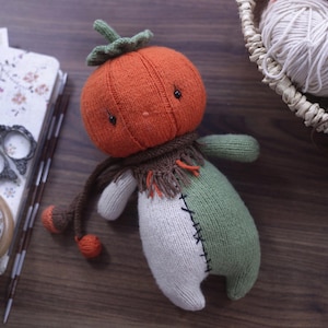 Halloween Pumpkin Doll Knitting Pattern, Doll Craft Pattern, DIY Doll Making, Knitting Pattern, Handmade Toy, Craft Pattern for Beginners