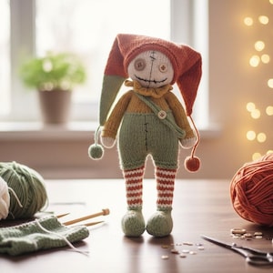 Halloween Clown Doll Knitting Pattern, Doll Craft Pattern, DIY Doll Making, Knitting Pattern, Handmade Toy, Craft Pattern for Beginners