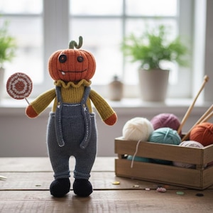 Halloween pompoen breipatroon, knutselpatroon pop, DIY poppen maken, breipatroon, handgemaakt speelgoed, knutselpatroon voor beginners