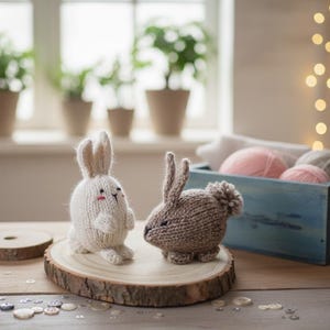 Tiny Bunnies Knitting Pattern, Tiny Rabbit Toy Pattern, Small Easter Bunny Plush, Cute Knitted Pocket Bunny, Digital Download