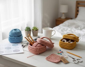 Vintage Box Crochet Pattern, Small Storage Basket with Lid, DIY Crochet Pattern for Beginners, Digital Download