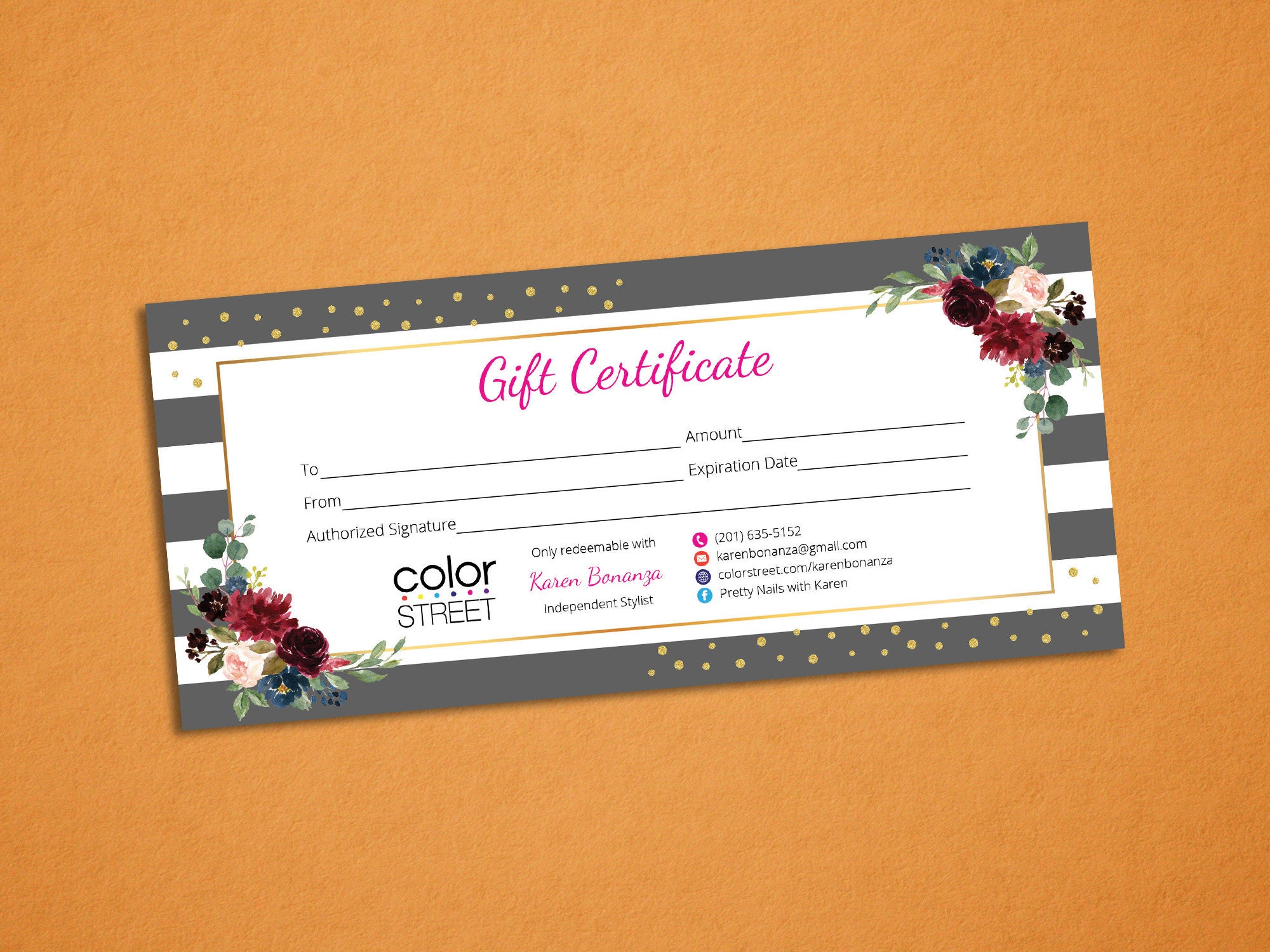 Personalized Color Street Gift Certificate Color Street Gift Etsy