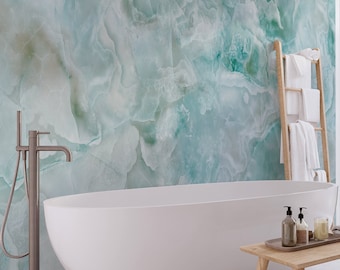 Blue crystal marble stone wallpaper, Peel & Stick, Self Adhesive Removable Wall Mural