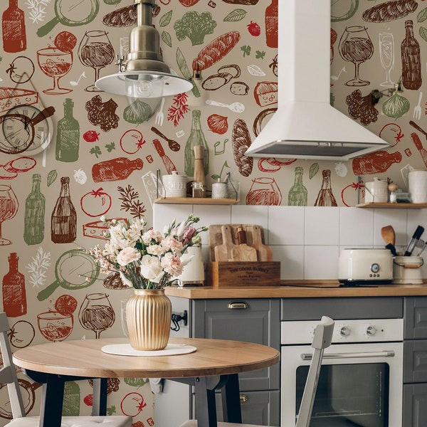 Vinyl Wallpaper Kitchen Etsy