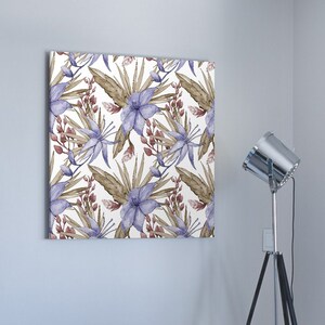 Watercolor tropical hawaii blue flowers, Canvas Print, Botanical Print, Modern Wall Decor, Canvas Art, FOR SELF ASSEMBLY
