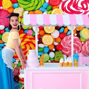 Papel pintado de dulces coloridos, decoración de paredes de restaurantes y cocinas / Peel and Stick (autoadhesivo) o papel de vinilo no adhesivo