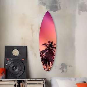 Summer Palm Surfboard Wall Decor, Handmade Boho Style Home Decor, Coastal  Surfboard Wall Art, Dibond Print, Magnetic Hanging