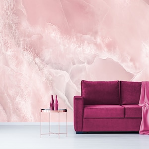 Pink crystal marble stone wallpaper, Peel & Stick, Self Adhesive Removable Wall Mural
