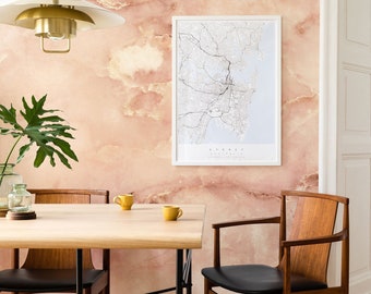 Rose Gold Marble Wallpaper, Stone Pattern, Peel and Stick Wall Mural