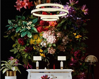 Bouquet of colorful flowers, floral motive wallpaper, Peel & Stick, Self Adhesive Removable Wall Mural