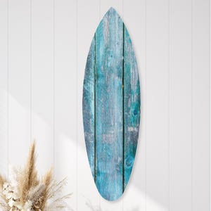 Beautiful Blue Wooden Surfboard Wall Decor, Handmade Boho Style Home Decor, Coastal  Surfboard Wall Art, Dibond Print, Magnetic Hanging