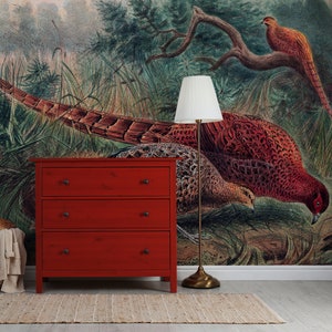 Abstract bird wallpaper | Peel and Stick (Self Adhesive) or Non Adhesive Vinyl Paper