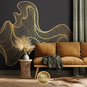 Tapete - Abstrakte Art Deco Farbverlauf Wellenlinien | Abziehen und aufkleben (selbstklebend) oder nicht klebendes Vinylpapier
