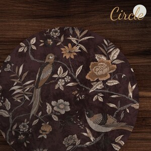 Brown bird wall sticker, Dark Floral Wall Decal, Room Wall Decor, Circle Wall Decal, Peel and Stick, Self Adhesive