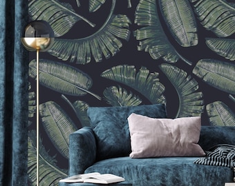 Banana Leaf Wallpaper, Tropical Peel and Stick Wall Mural
