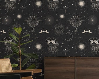 Papier Peint Mural Autocollant 3D – Motif Lune Soleil, Amovible, Erin
