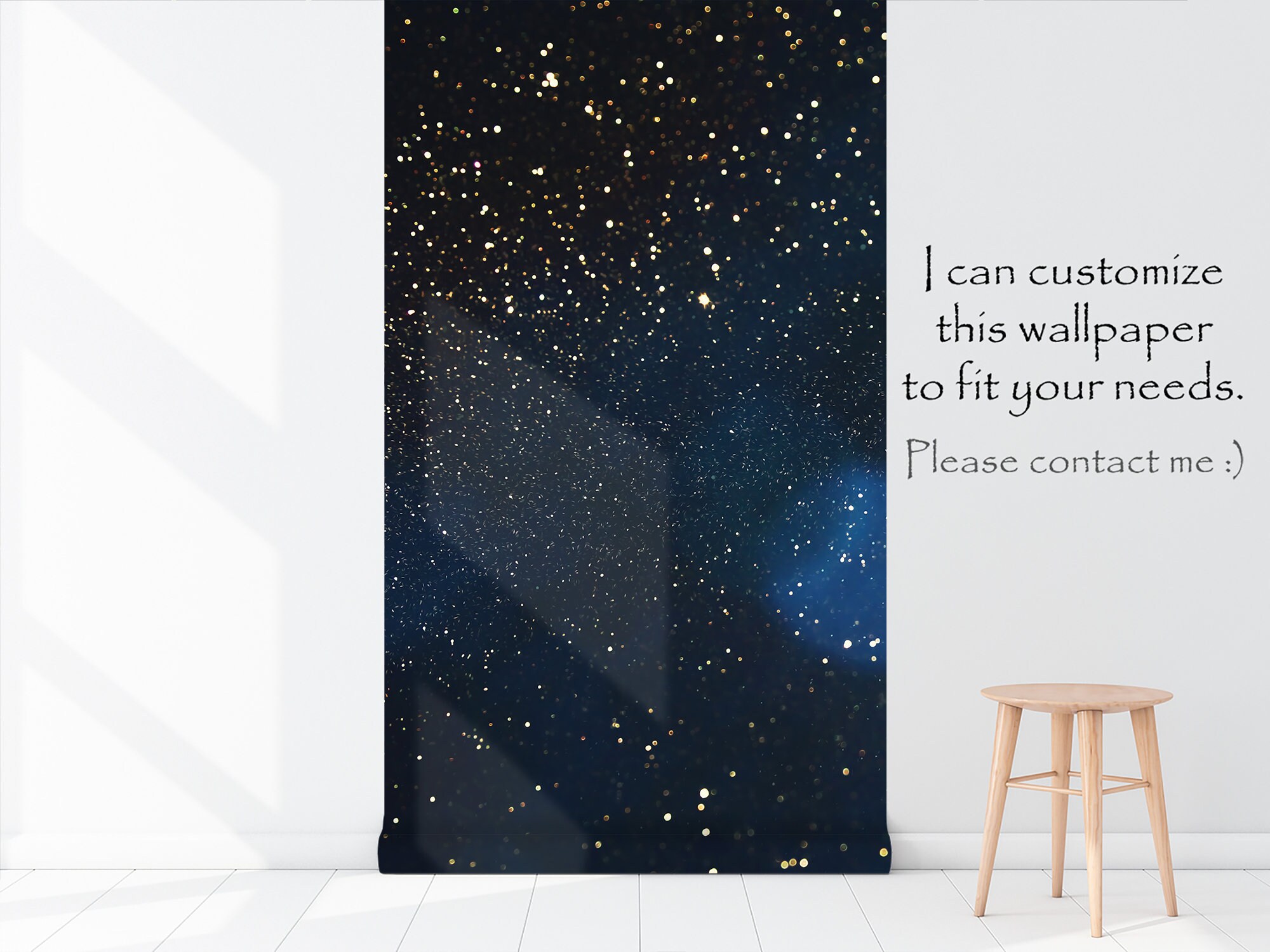 Carta Da Parati 3D Cielo Stellato Blu - Murale 400x280 Cm Per Soggiorno E Camera, 8 Pezzi Facili Da Installare